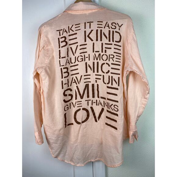 Sundry Women's 2 Pink Gauzy Cotton Button Up Love Shirt - Picture 2 of 6